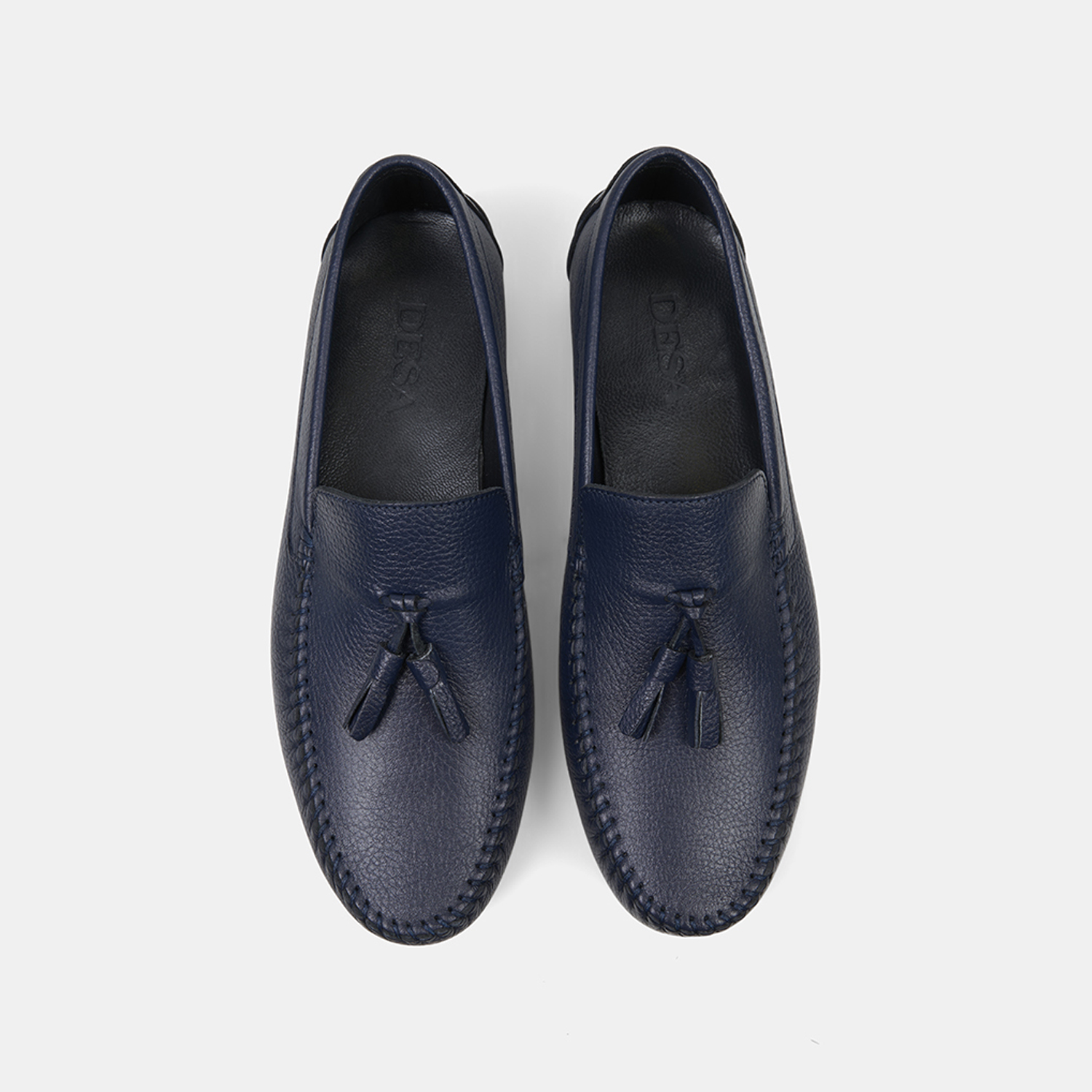 Erkek Lacivert Püskül Detaylı Deri Loafer