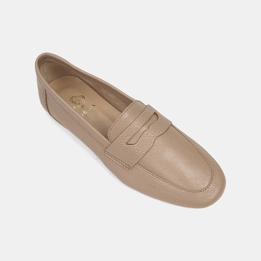  Kadın Ten Yuvarlak Burun Deri Loafer