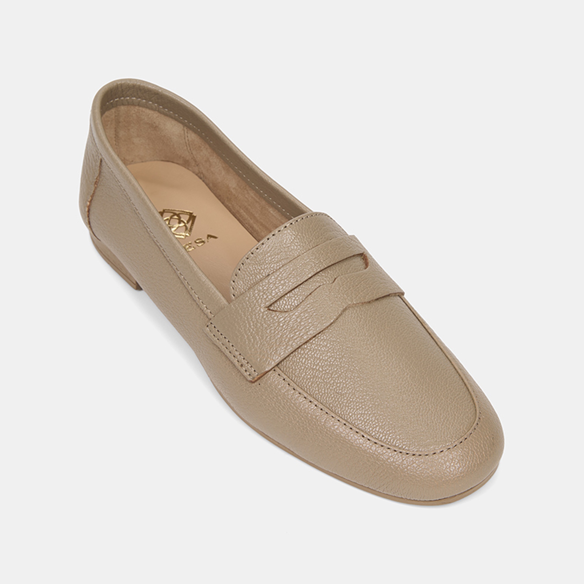 Kadın Vizon Yuvarlak Burun Deri Loafer