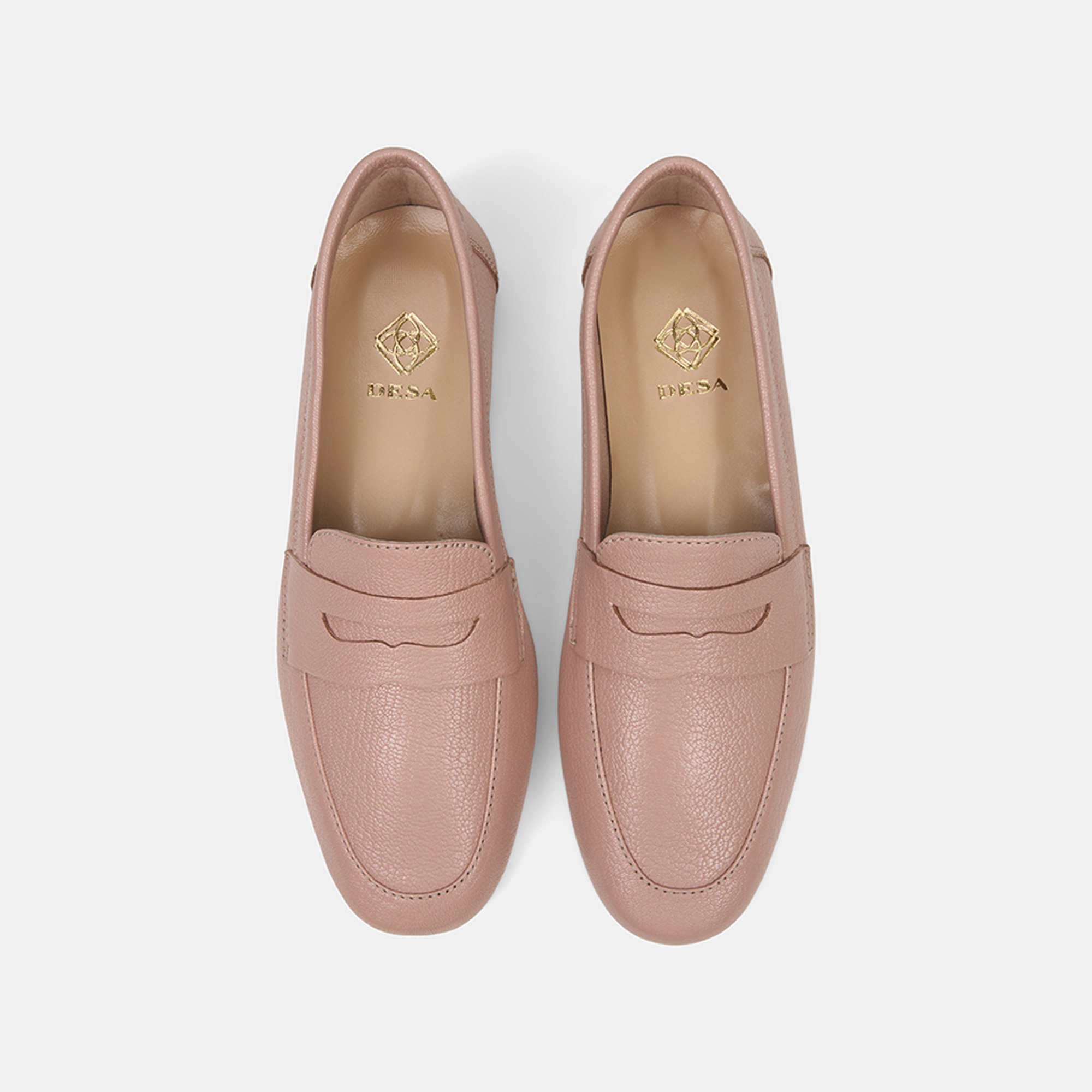 Kadın Pudra Yuvarlak Burun Deri Loafer