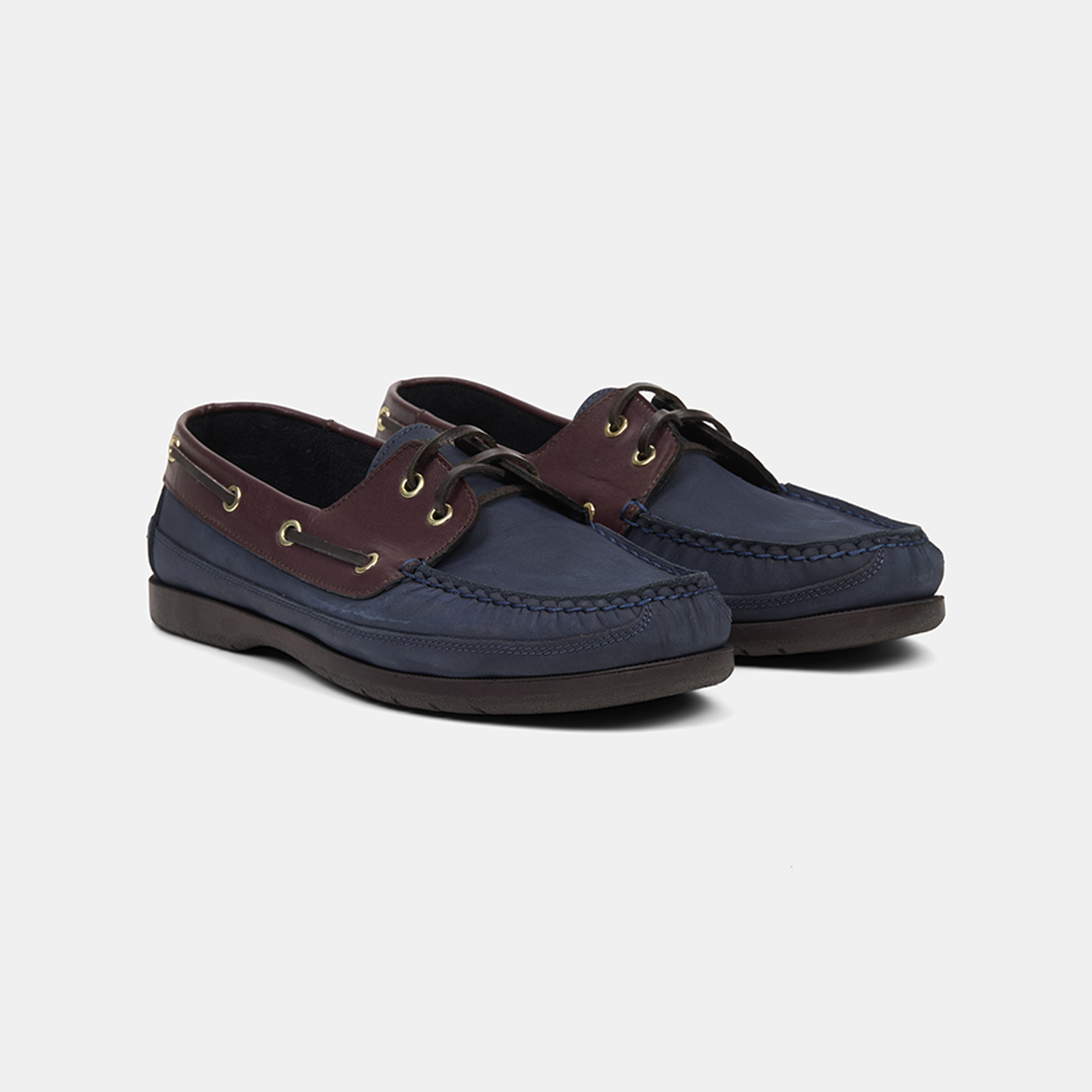 Erkek Lacivert - Bordo Detaylı Nubuk Deri Loafer