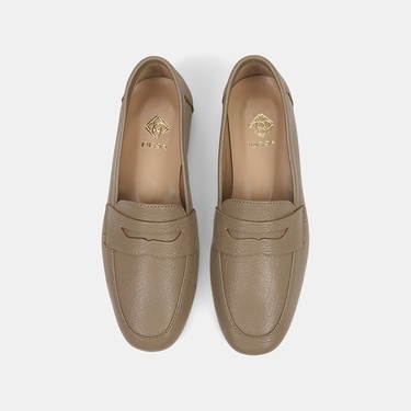  Kadın Vizon Yuvarlak Burun Deri Loafer