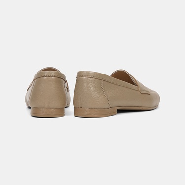  Kadın Vizon Yuvarlak Burun Deri Loafer