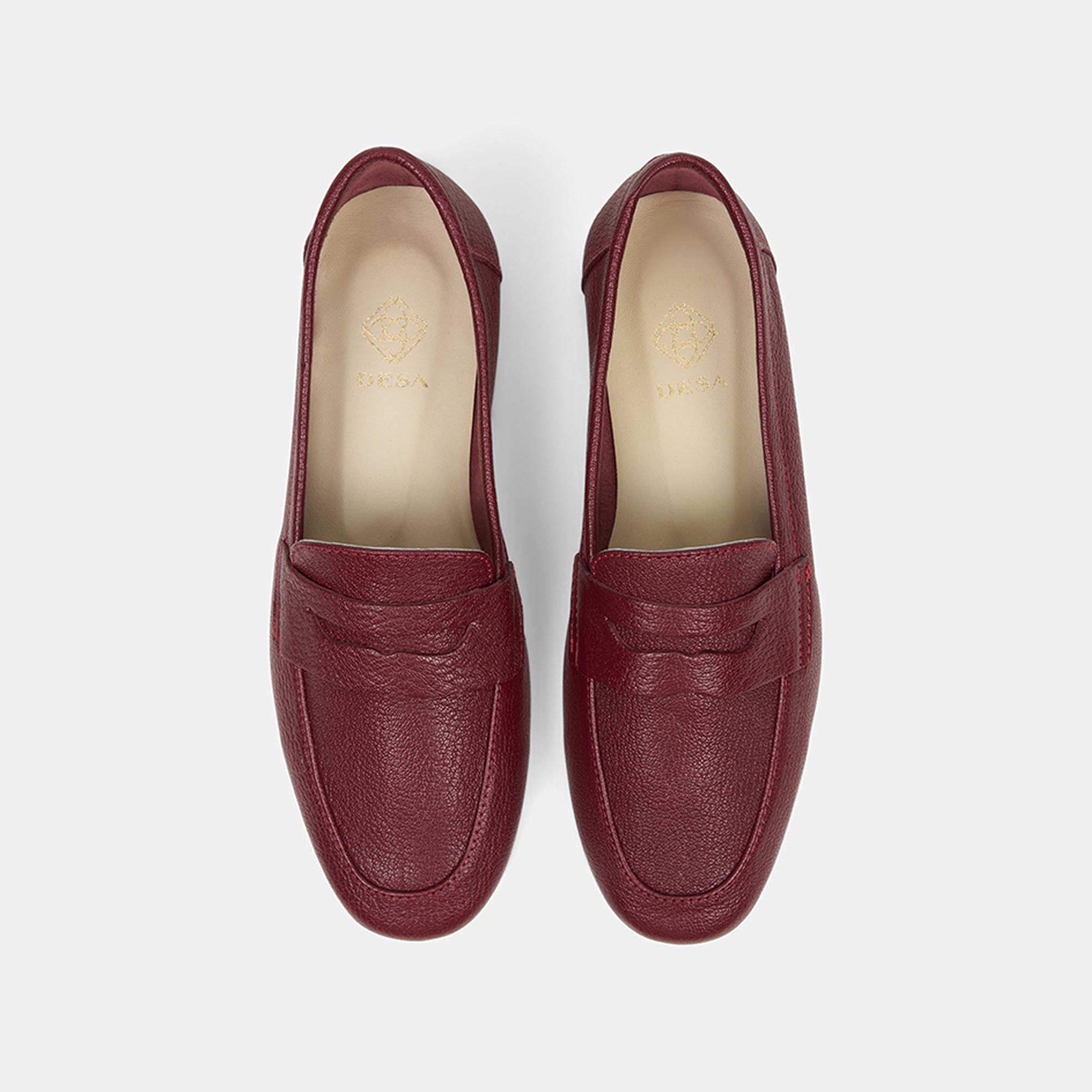 Kadın Kırmızı Yuvarlak Burun Deri Loafer