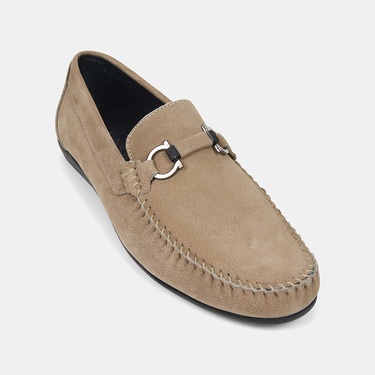  Erkek Vizon Metal Toka Detaylı Süet Loafer