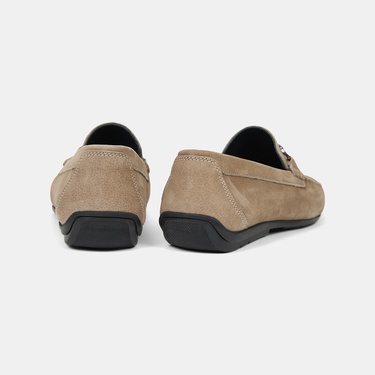  Erkek Vizon Metal Toka Detaylı Süet Loafer