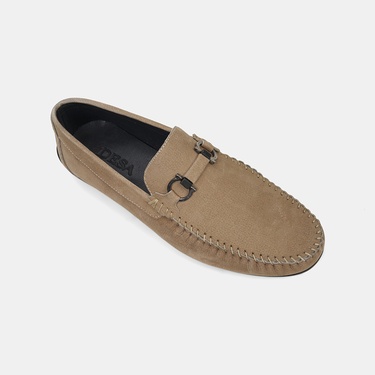  Erkek Vizon Metal Toka Detaylı Süet Loafer