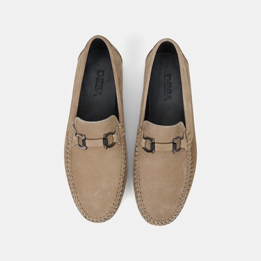  Erkek Vizon Metal Toka Detaylı Süet Loafer
