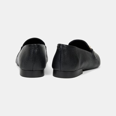  Kadın Siyah Metal Gold Tokalı Deri Loafer