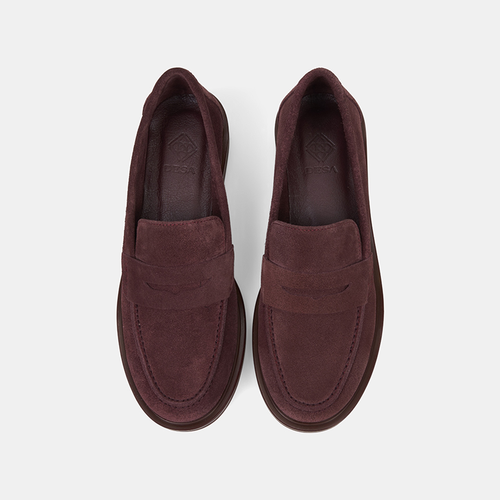 Kadın Bordo Yuvarlak Burun Süet Deri Loafer