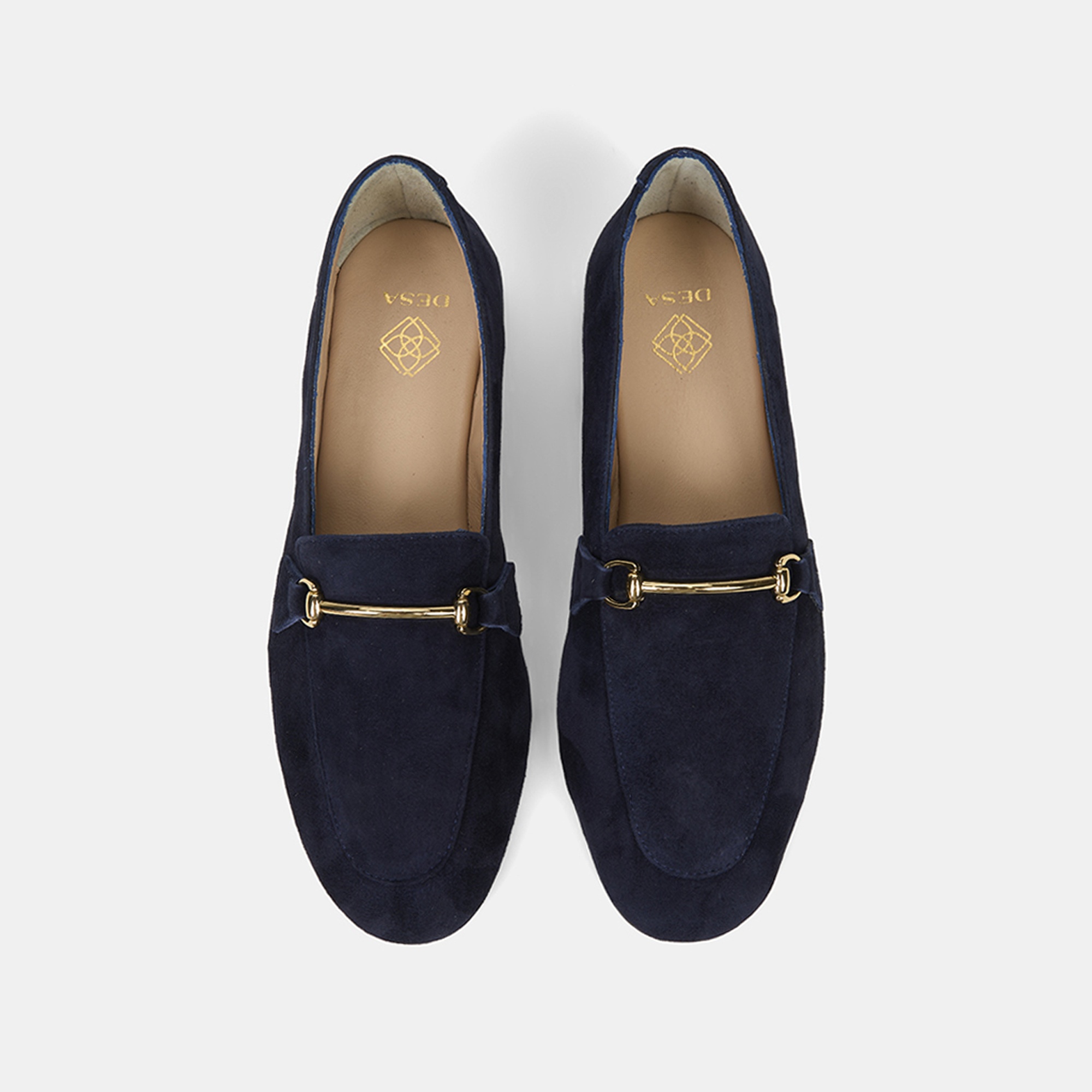 Kadın Lacivert Metal Gold Tokalı Süet Deri Loafer