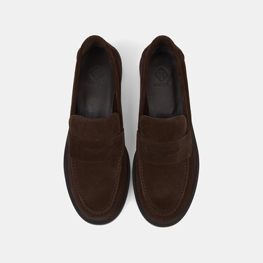  Kadın Kahve Yuvarlak Burun Süet Deri Loafer