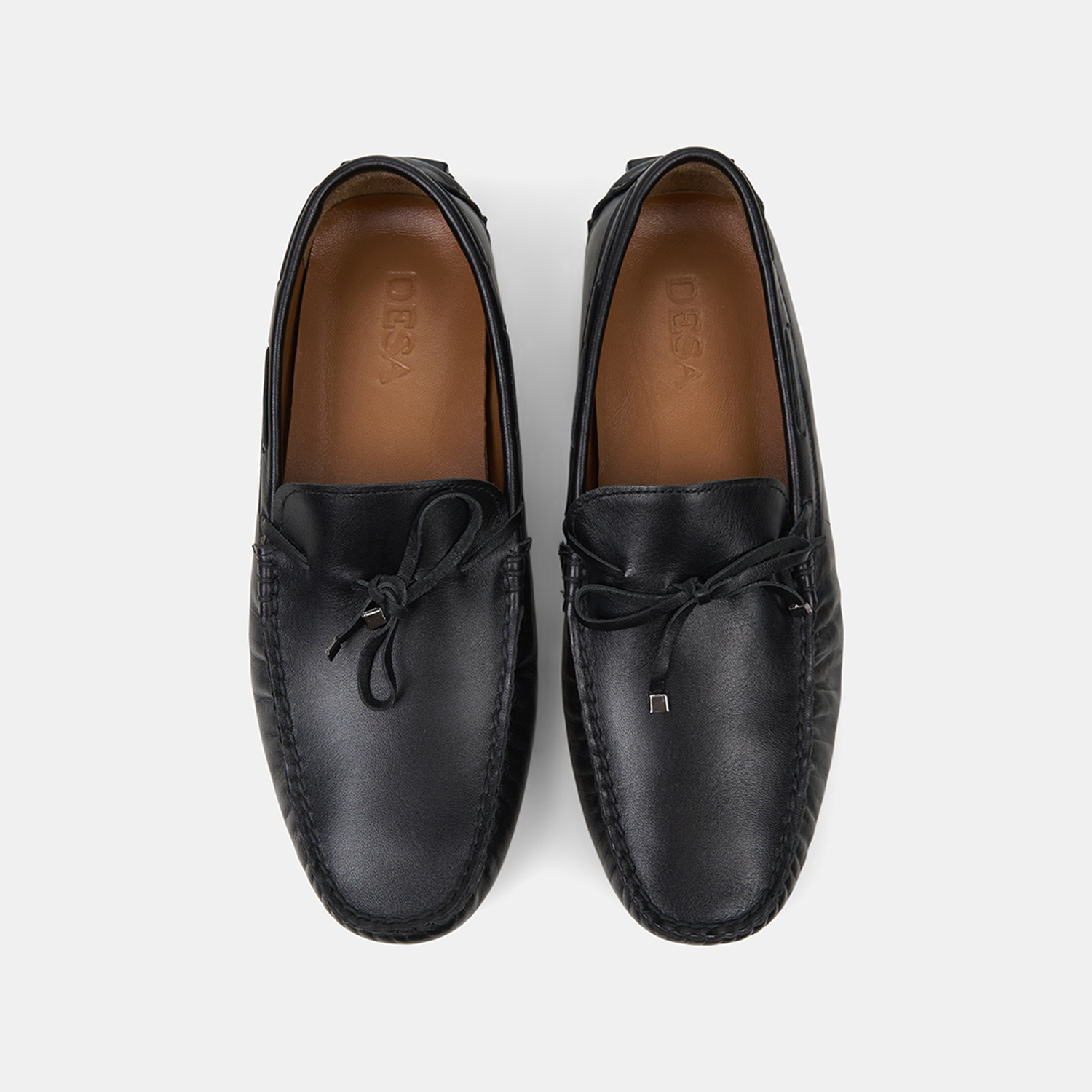  Erkek Siyah Bağcık Detaylı Deri Loafer