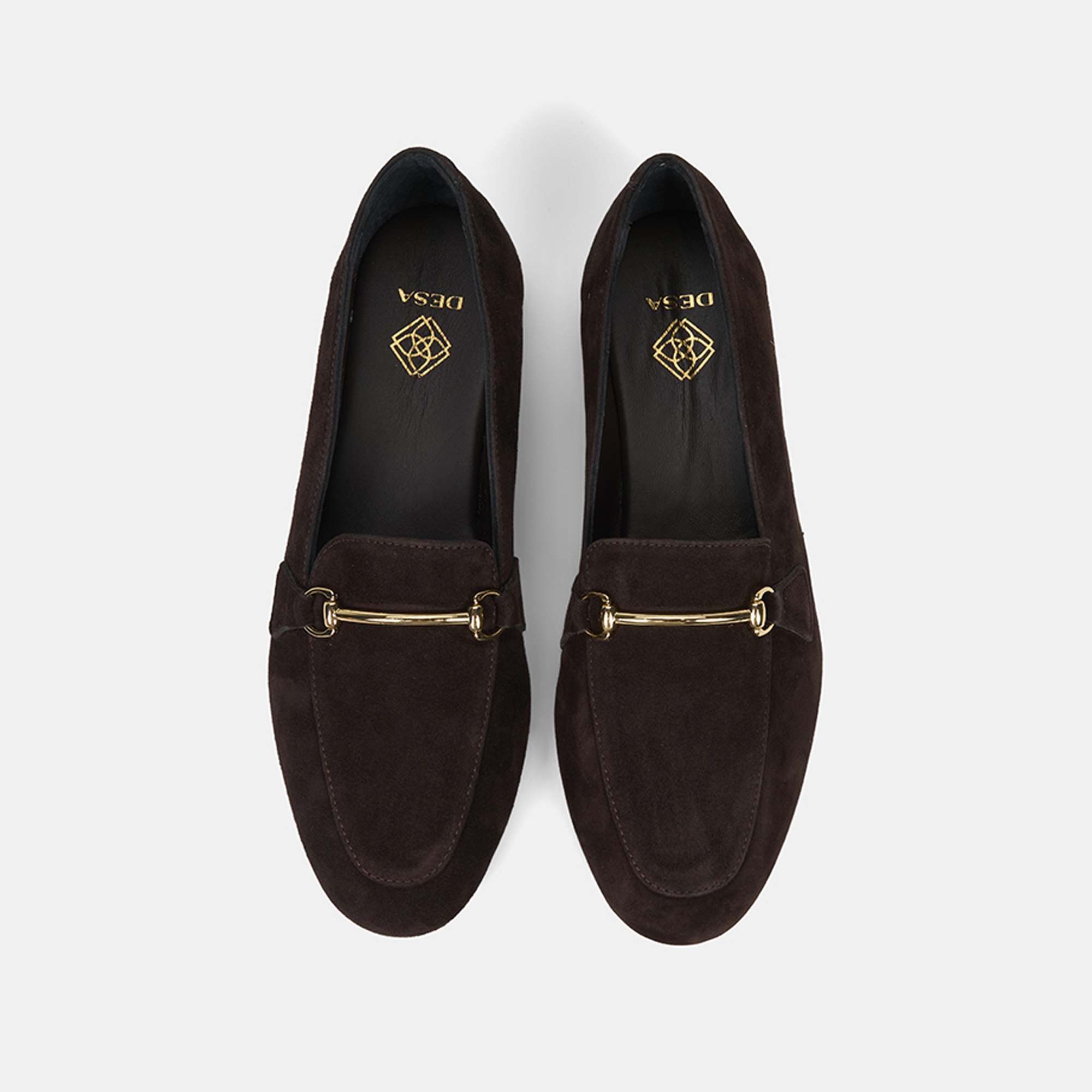 Kadın Kahve Metal Gold Tokalı Süet Deri Loafer