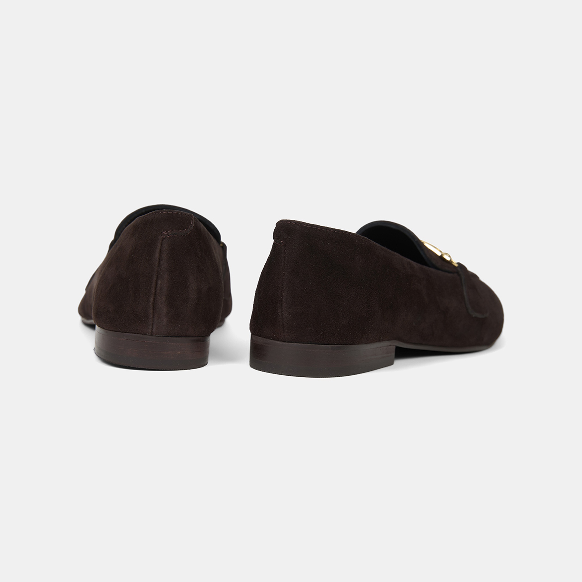 Kadın Kahve Metal Gold Tokalı Süet Deri Loafer