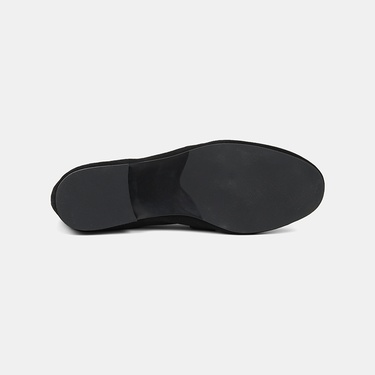  Kadın Siyah Metal Gold Tokalı Süet Deri Loafer