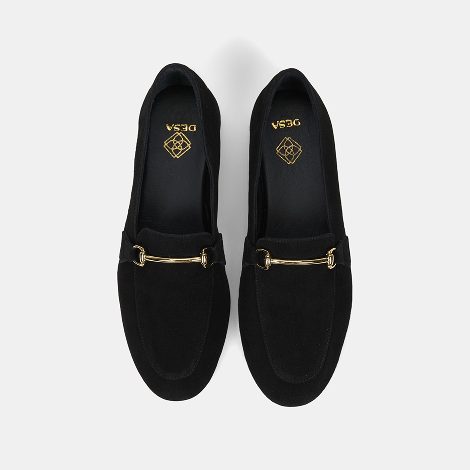 Kadın Siyah Metal Gold Tokalı Süet Deri Loafer