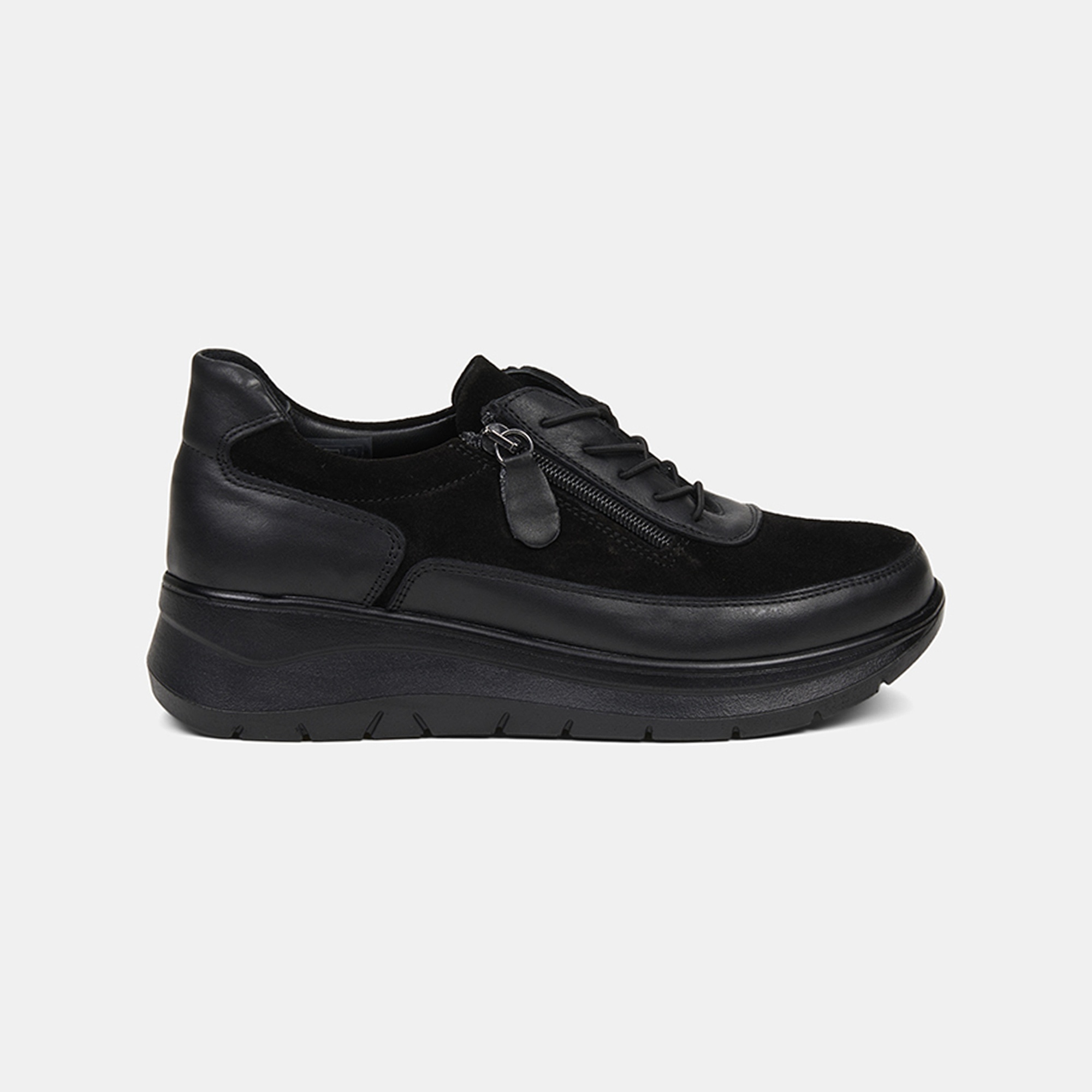 Kadın Siyah DesaComfort Fermuarlı Deri Spor Ayakkabı