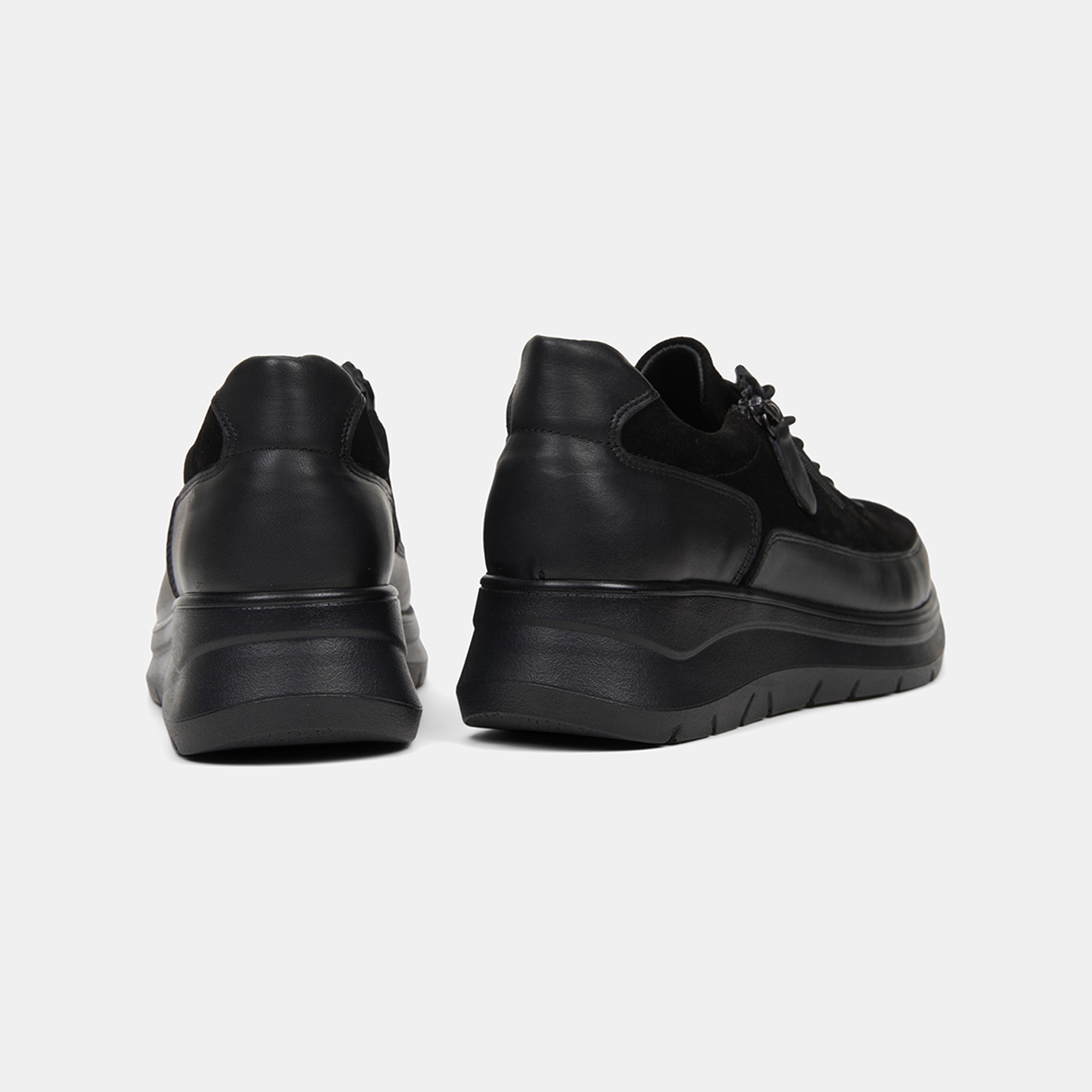 Kadın Siyah DesaComfort Fermuarlı Deri Spor Ayakkabı