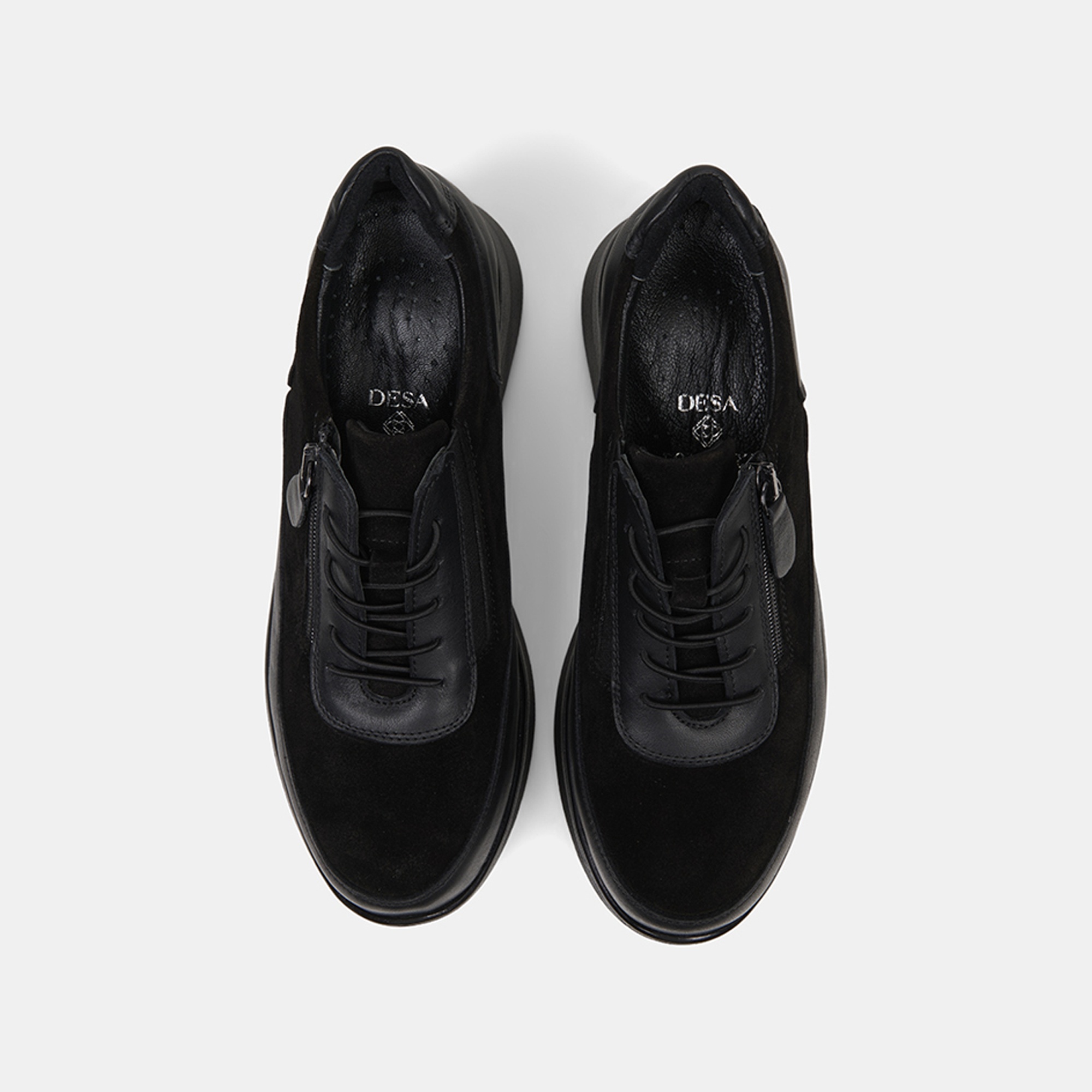 Kadın Siyah DesaComfort Fermuarlı Deri Spor Ayakkabı