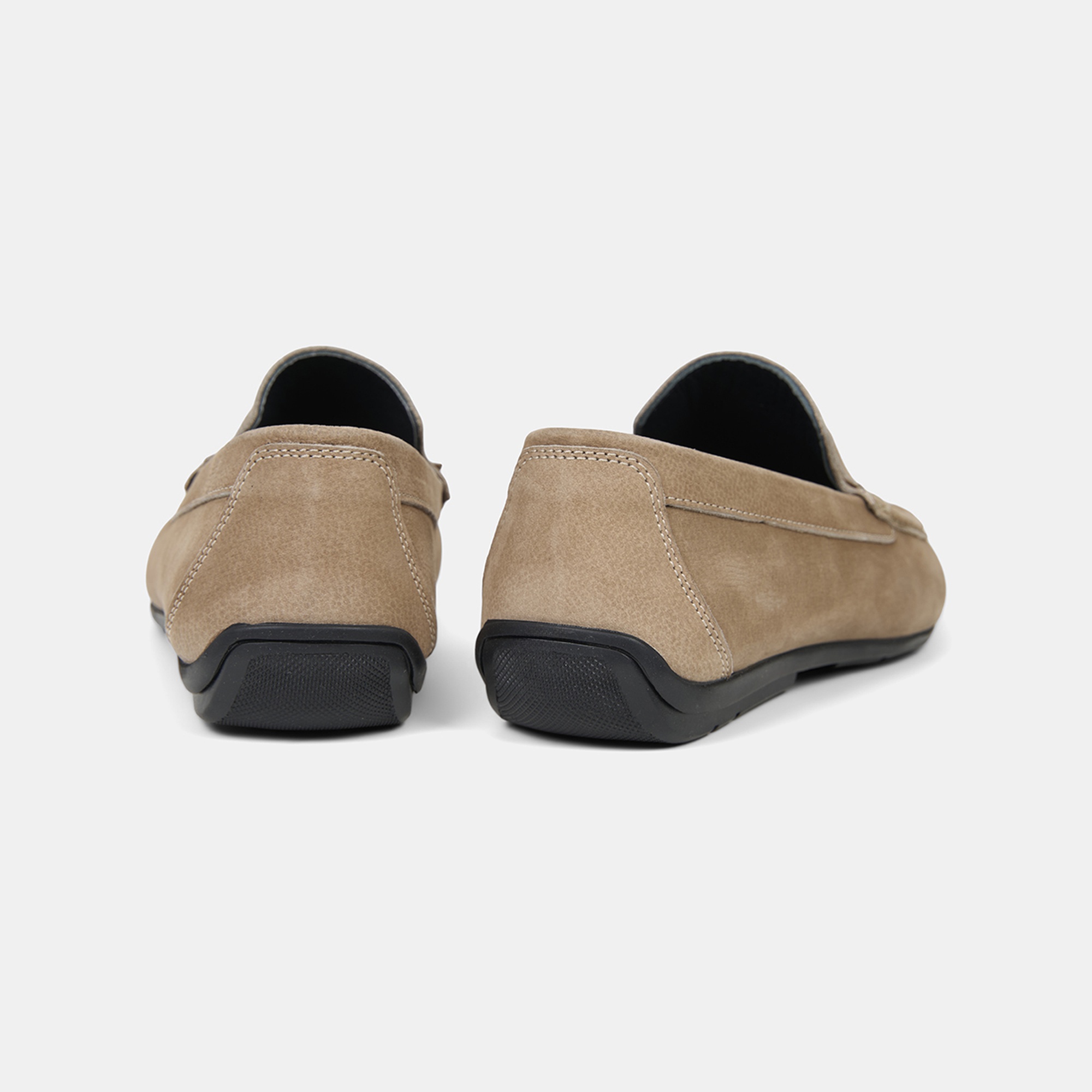 Erkek Vizon Metal Aksesuarlı Nubuk Deri Loafer