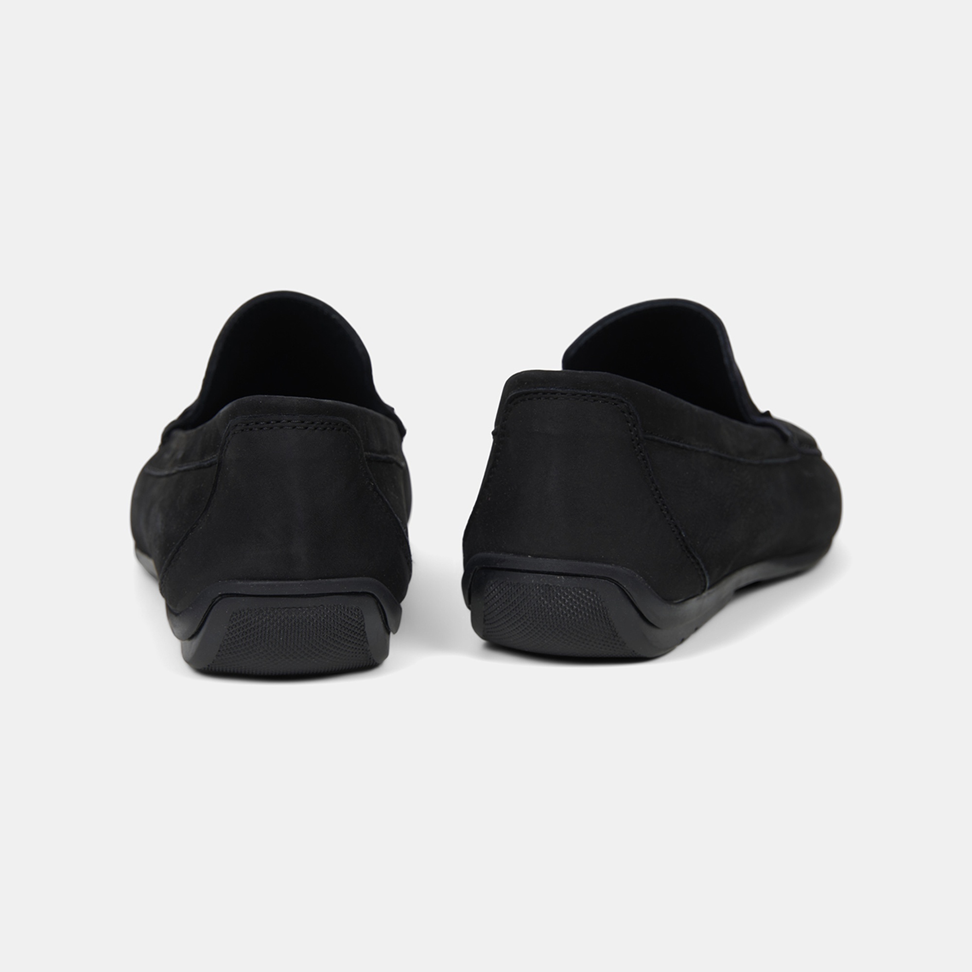 Erkek Siyah Metal Aksesuarlı Nubuk Deri Loafer