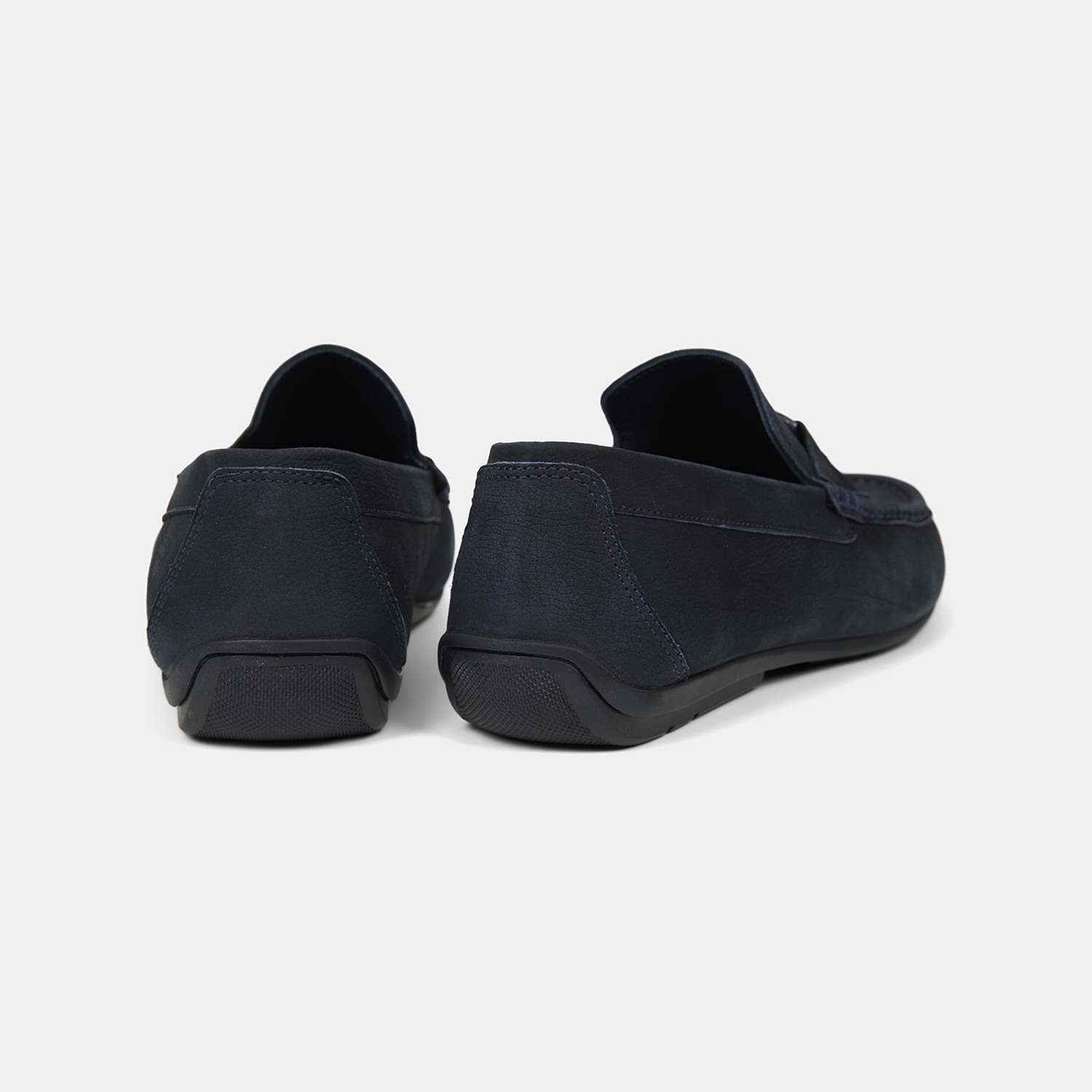 Erkek Lacivert Metal Aksesuarlı Nubuk Deri Loafer