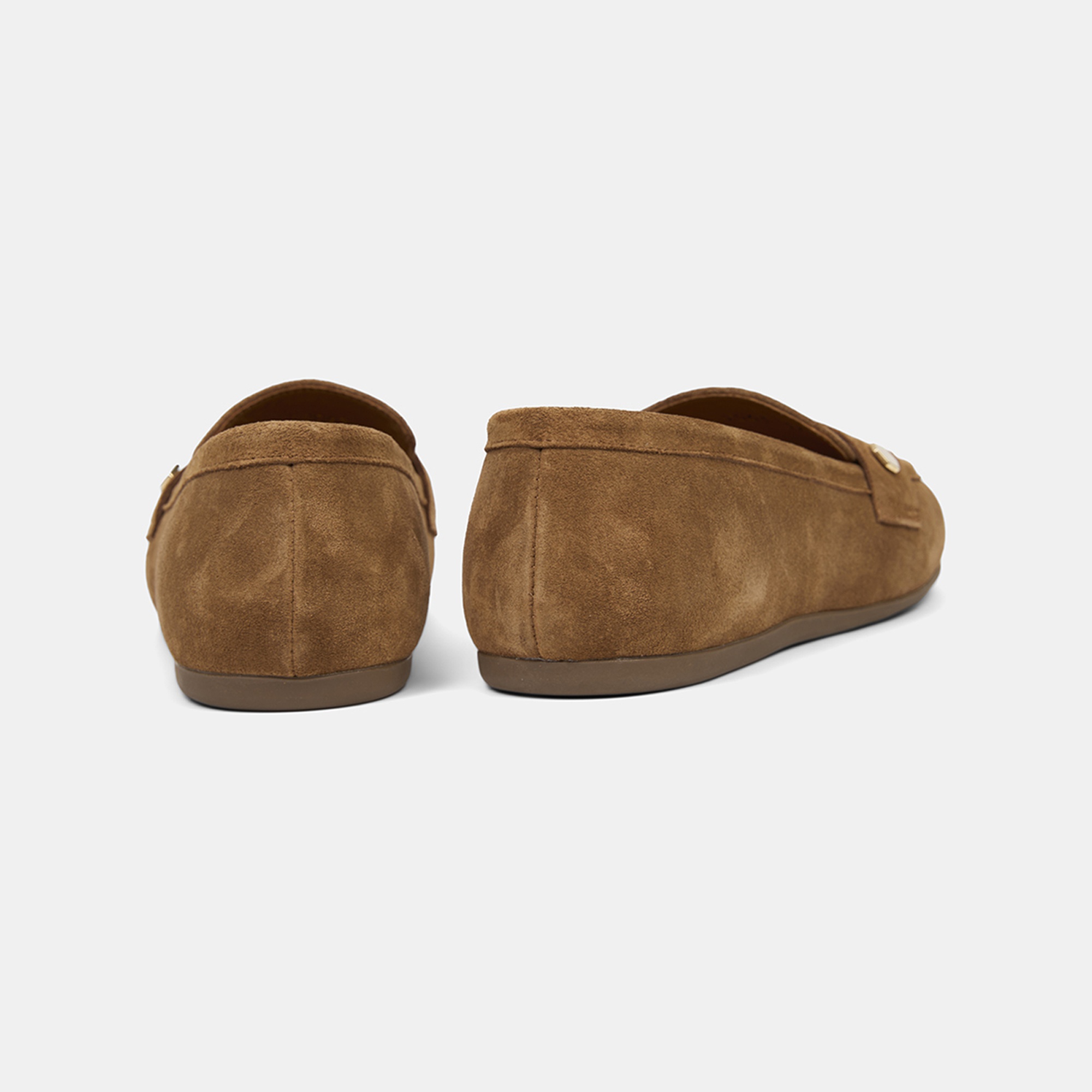 Kadın Taba Metal Detaylı Süet Loafer