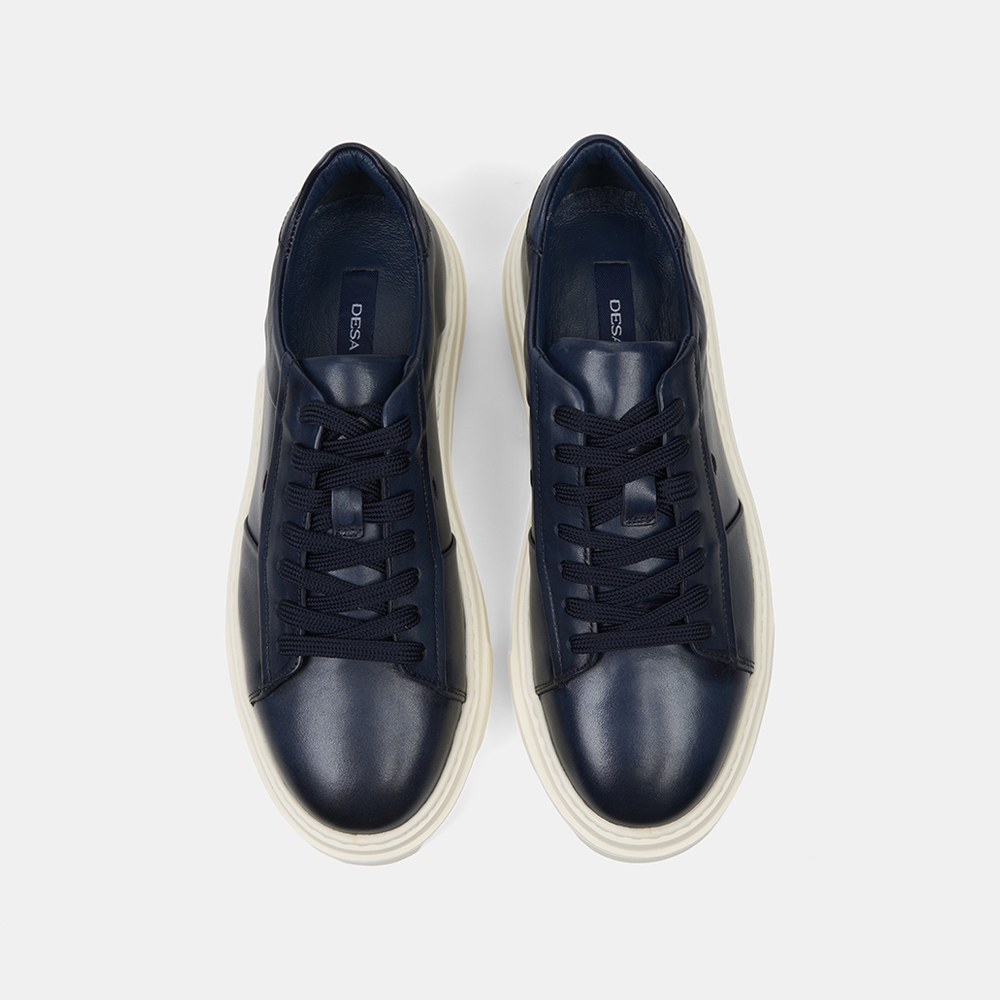 Erkek Lacivert Kalın Tabanlı Deri Spor Ayakkabı