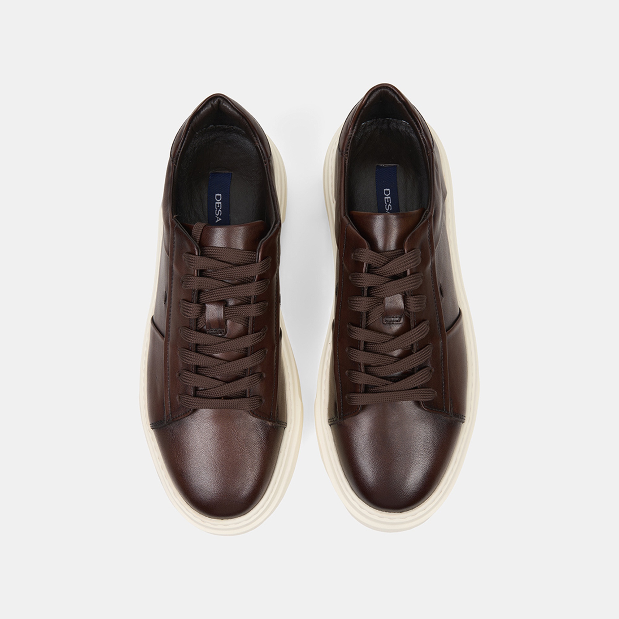 Erkek Acı Kahve Kalın Tabanlı Deri Spor Ayakkabı