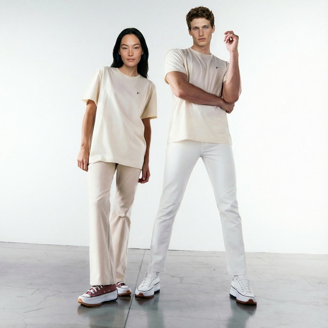  FashFed Unisex Bej T-Shirt