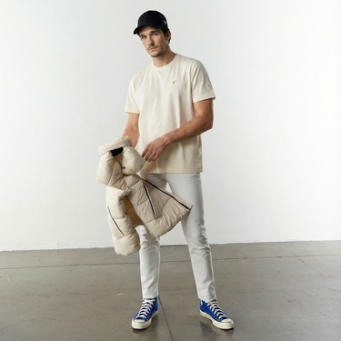  FashFed Unisex Bej T-Shirt