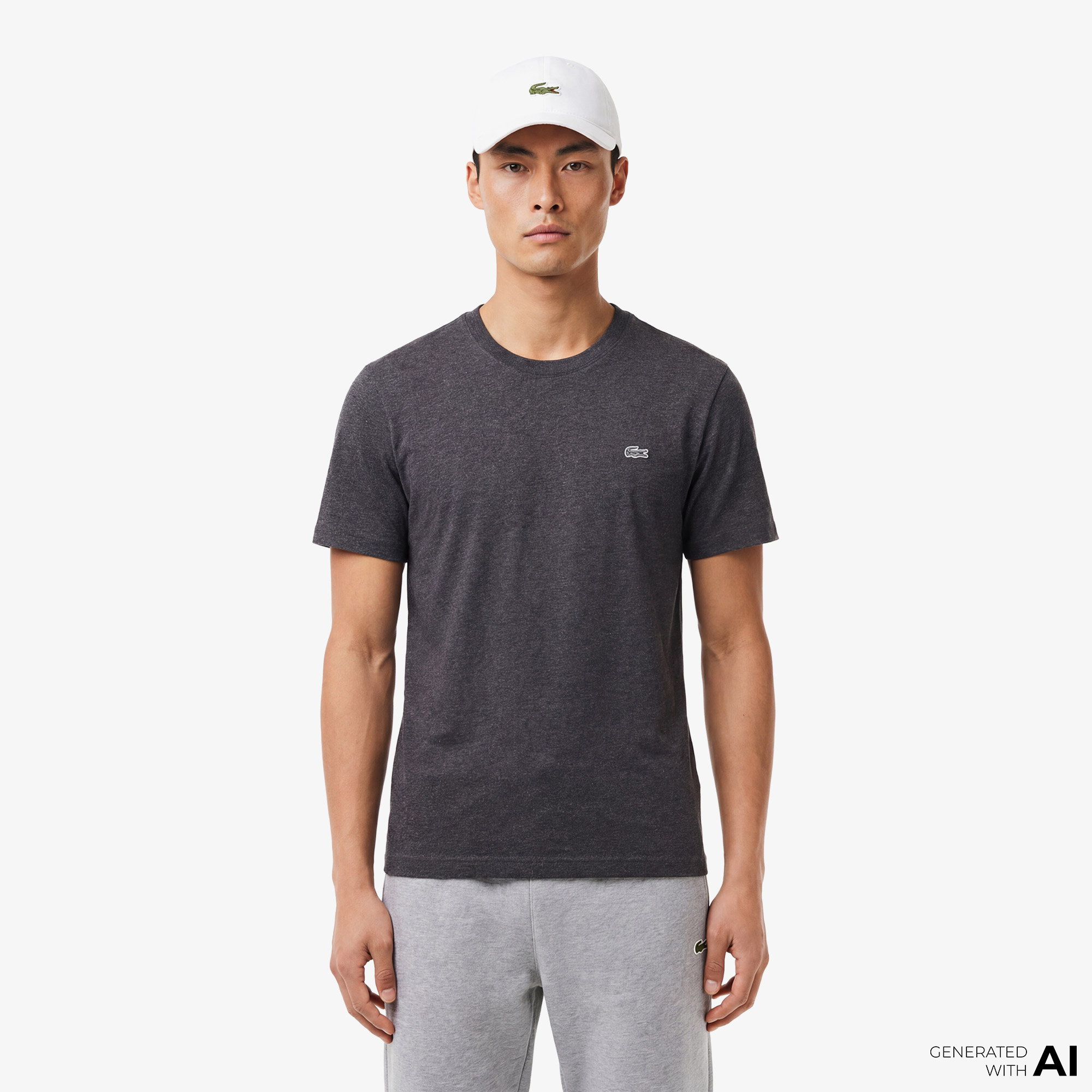  Erkek Regular Fit Bisiklet Yaka Koyu Gri T-Shirt