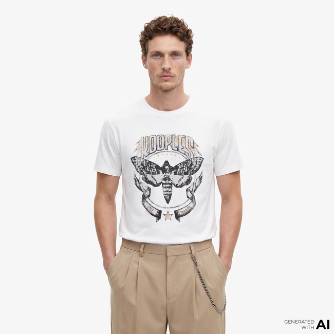  ERKEK BASKILI BEYAZ T-SHIRT