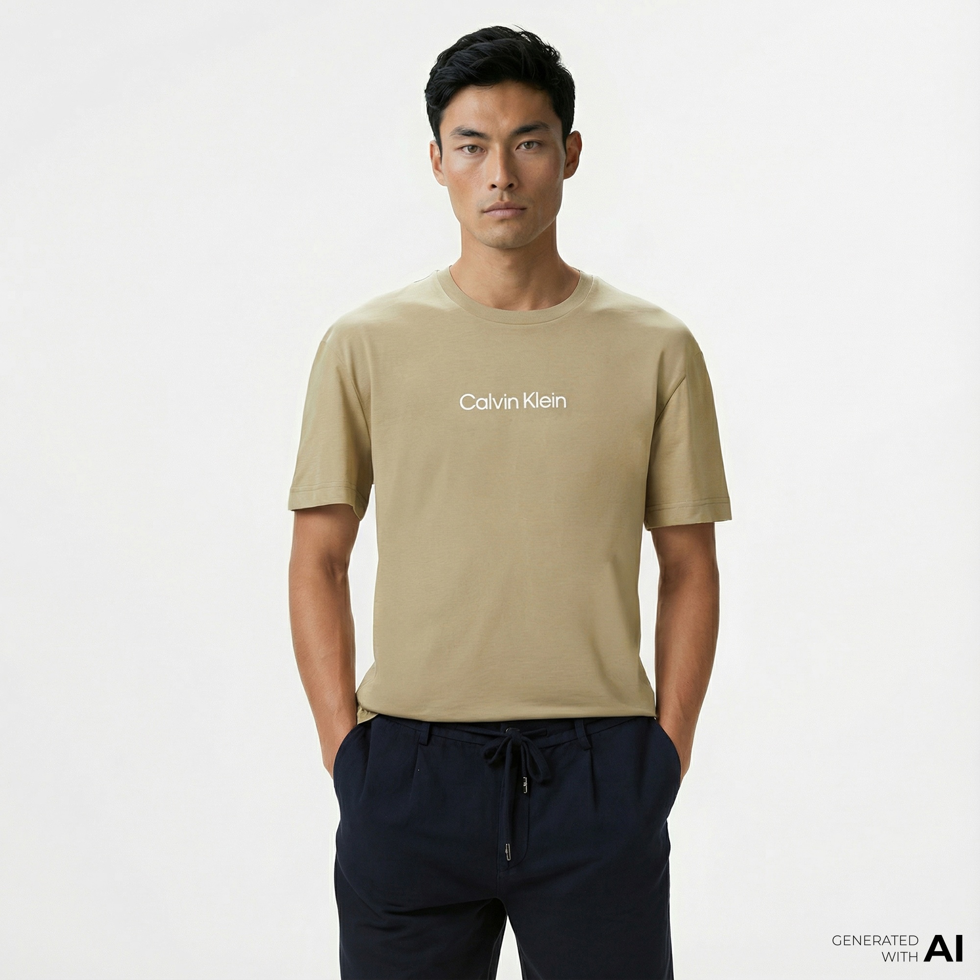Calvin Klein Hero Logo Comfort Erkek Bej T-Shirt