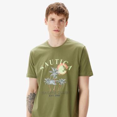  Nautica Erkek Yeşil Standart Fit T-Shirt