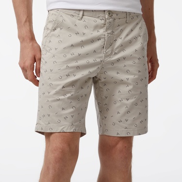  Nautica Erkek Gri Slim Fit Baskılı Bermuda
