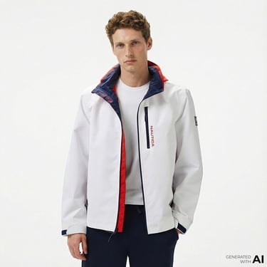  Nautica Erkek Beyaz Regular Fit Dik Yaka Mont