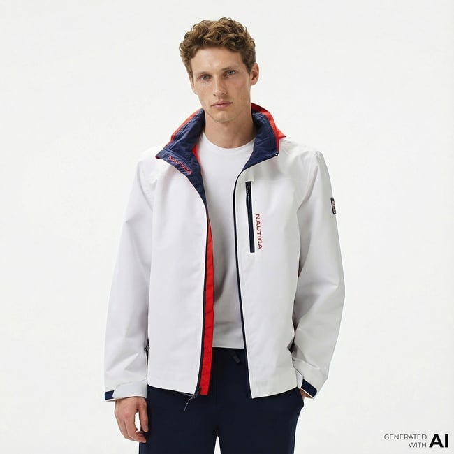  Nautica Erkek Beyaz Regular Fit Dik Yaka Mont