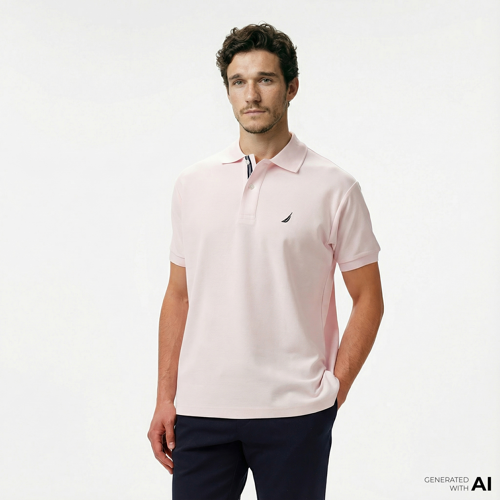  Nautica Erkek Pembe Classic Fit Polo Yaka T-Shirt