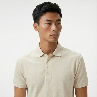  Nautica Erkek Bej Classic Fit Polo Yaka T-Shirt