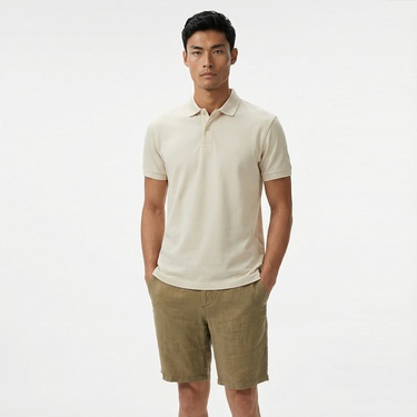 Nautica Erkek Bej Classic Fit Polo Yaka T-Shirt