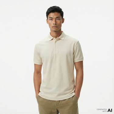  Nautica Erkek Bej Classic Fit Polo Yaka T-Shirt