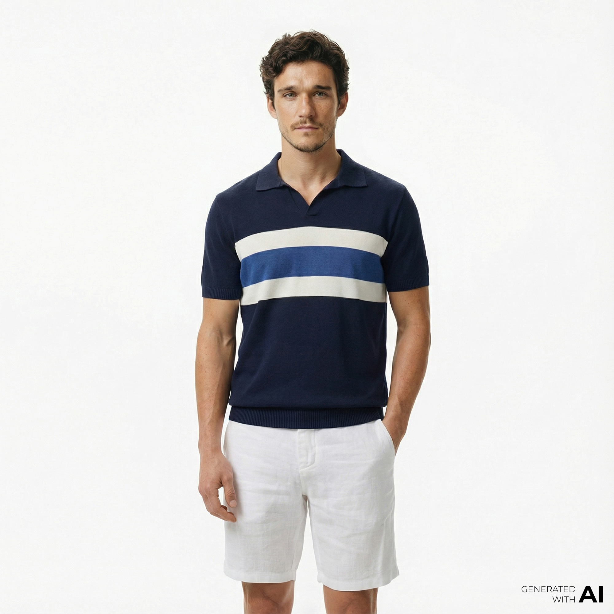  Nautica Erkek Lacivert Classic Fit Çizgili Triko