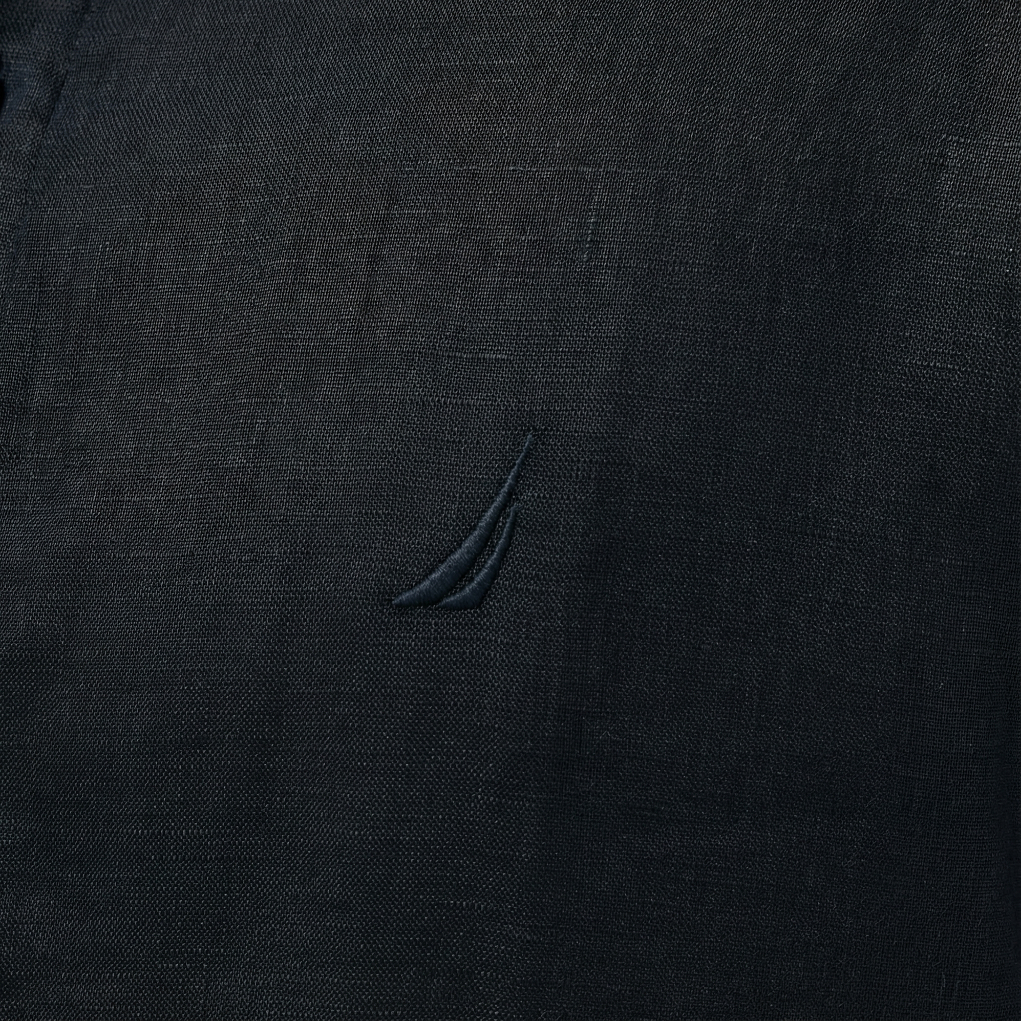  Nautica Erkek Siyah Classic Fit Keten Gömlek