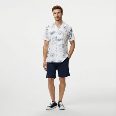  Nautica Erkek Beyaz Classic Fit Desenli Gömlek