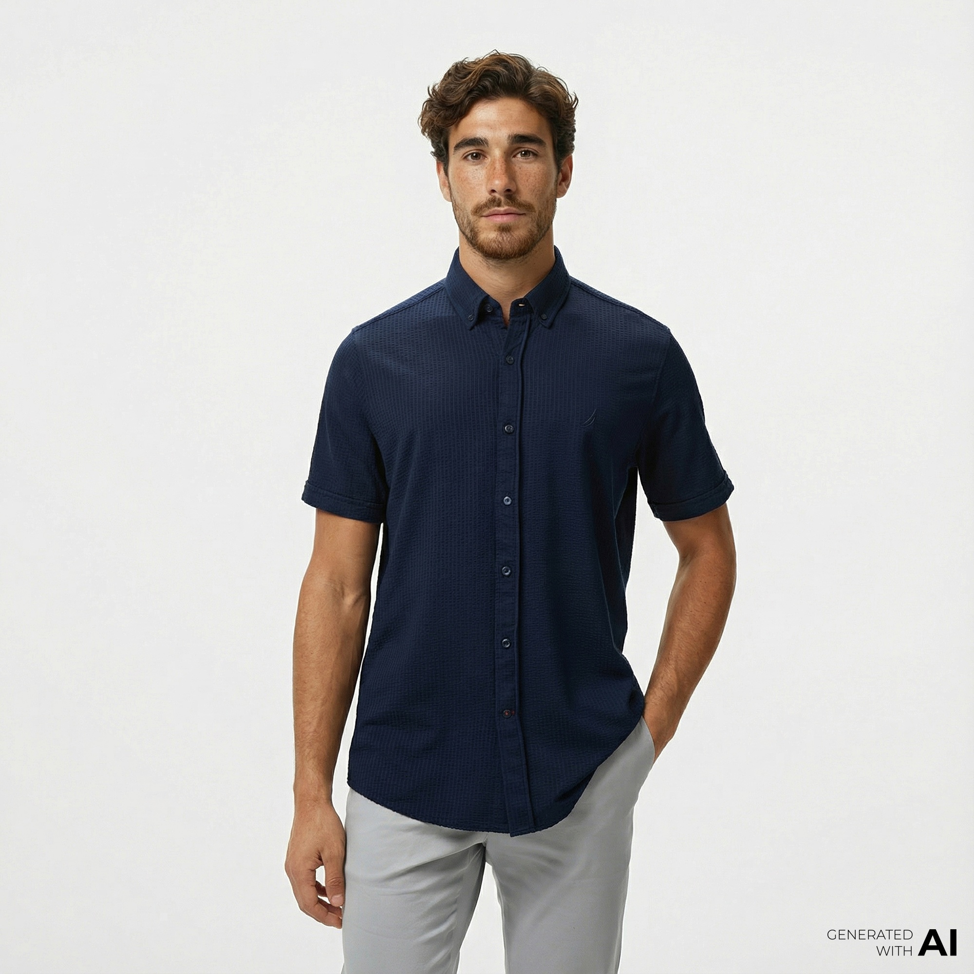 Nautica Erkek Lacivert Classic Fit Gömlek