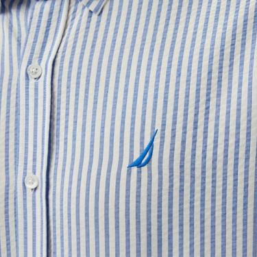  Nautica Erkek Mavi Classic Fit Çizgili Gömlek