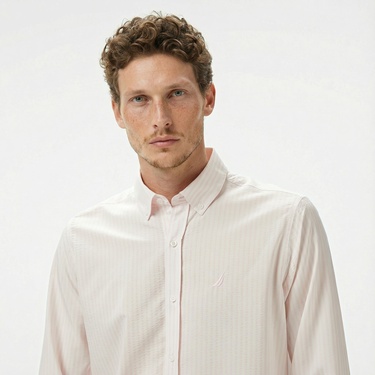  Nautica Erkek Pembe Classic Fit Çizgili Gömlek