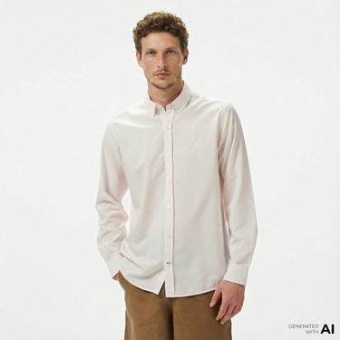  Nautica Erkek Pembe Classic Fit Çizgili Gömlek